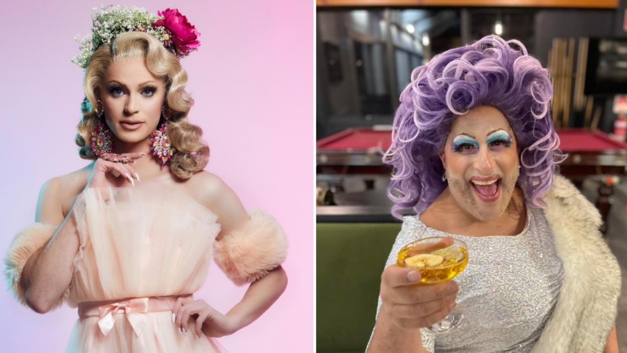 Drag queens Sam T (left) and Frock Hudson (right) have not only had their drag storytime events cancelled due to backlash, but have suffered abuse and harassment online. Pictures: Supplied/Facebook