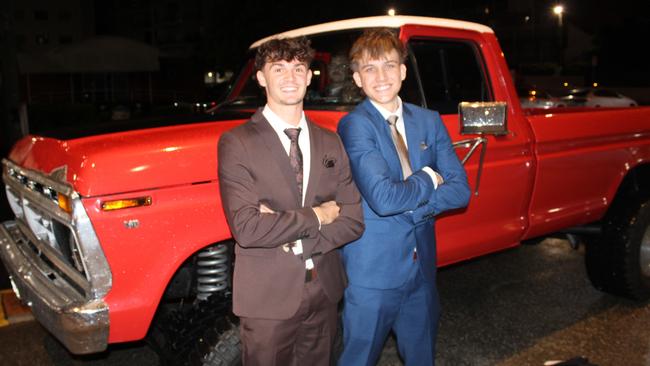 Nathan Dumas and Blake Lynch at Siena Catholic College's Benefit Ball Formal at the Maroochy RSL on May 31, 2025. Picture: Sam Turner