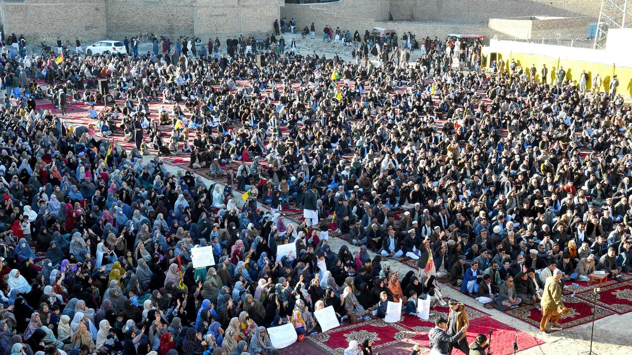 Supporters of Hazara Democratic Party (HDP) take part in a sit-in protest in Quetta on February 14, 2024, amid claims of alleged vote-rigging in Pakistan's national elections. Picture: by Banaras KHAN / AFP