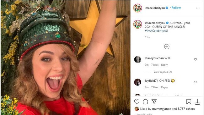 The show’s official Instagram account crowns her the winner. Picture: Instagram