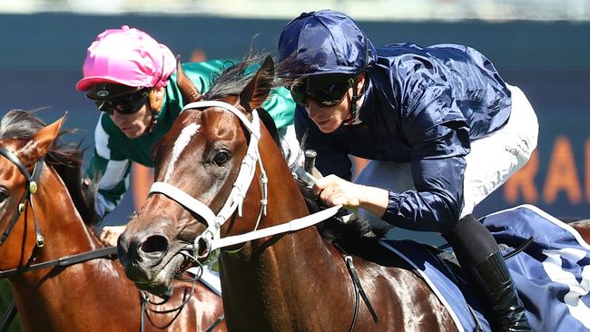 SYDNEY, AUSTRALIA - MARCH 09: James Mcdonald riding Switzerland  wins Race 5 UNSW Todman Stakes during "The Agency Randwick Guineas Day" -  Sydney Racing at Royal Randwick Racecourse on March 09, 2024 in Sydney, Australia. (Photo by Jeremy Ng/Getty Images)