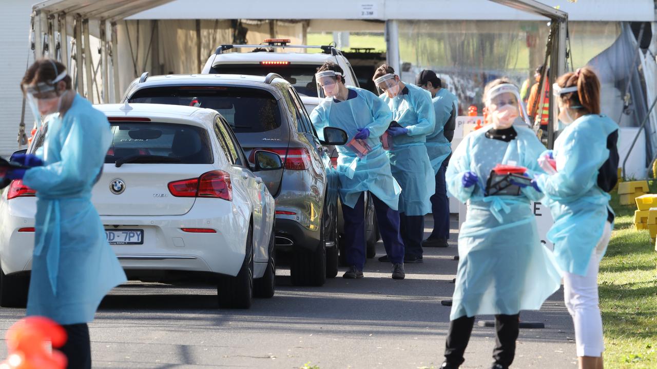 Covid cases dropped in Victoria overnight but more people were hospitalised. Picture: NCA NewsWire / David Crosling