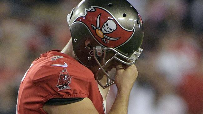 Tampa Bay Buccaneers kicker Nick Folk reacts after one of three field goal misses.