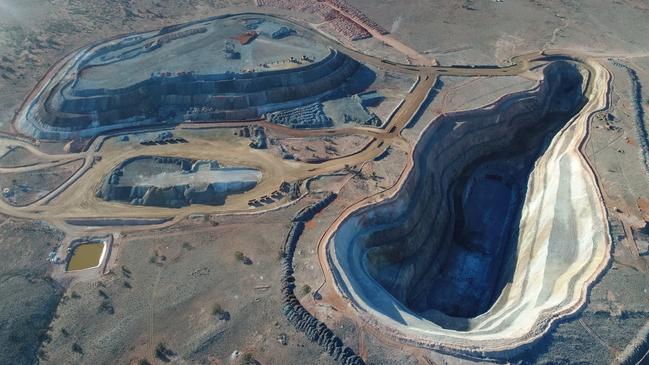 An aerial image of the Tarcoola open pit gold mine.