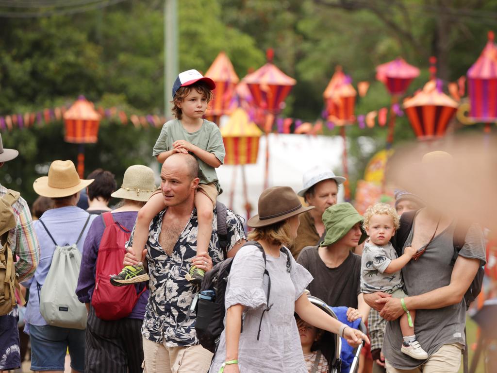 Colourful crowds on day one of the Woodford Folk Festival. Picture: Lachie Millard