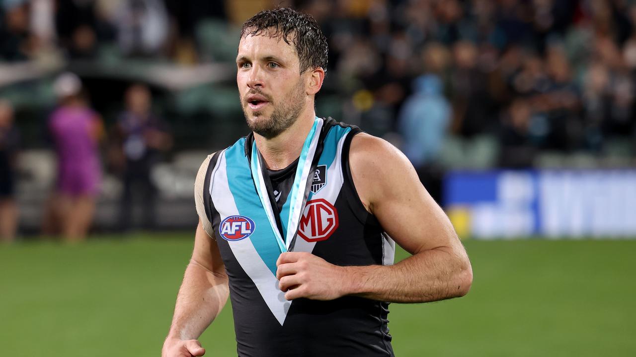 Port’s Travis Boak won the Showdown Medal in round 8. Picture: James Elsby/AFL Photos via Getty Images