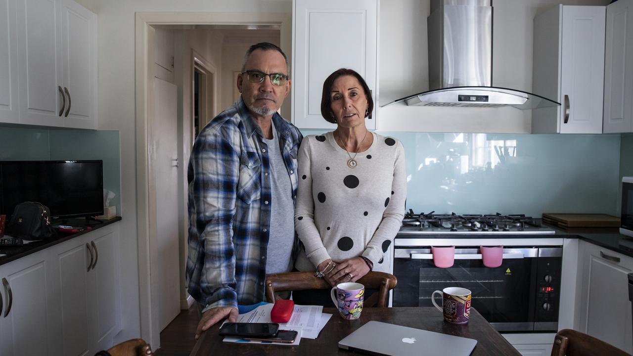 Lloyd and Sue Clarke, parents of murder victim Hannah Clarke, at home. Picture: Mark Cranitch.