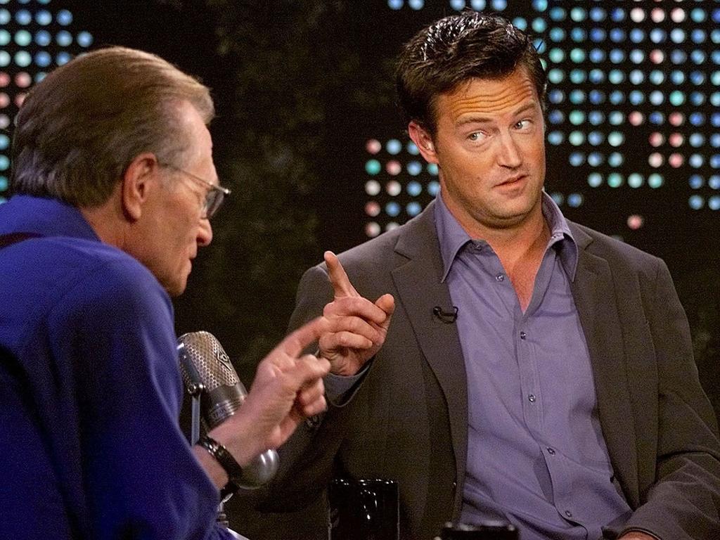 Matthew Perry talks to talk show host Larry King during his Friends days.