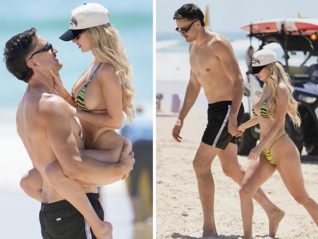 Ivan Soldo and Chelsea Becirevic put on a loved-up display at the Gold Coast. Picture: BACKGRID Australia