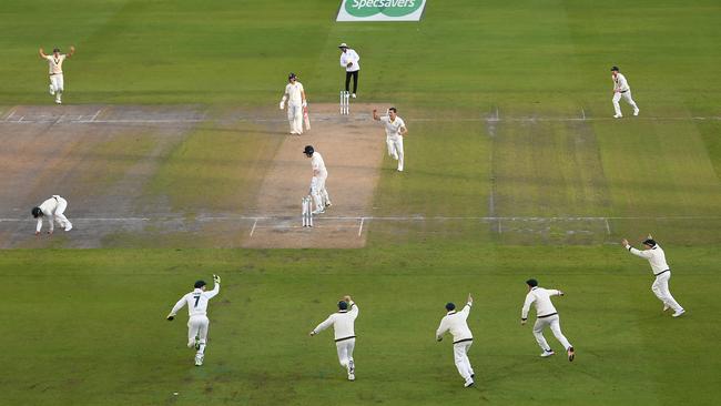 Matthew Wade removes Joe Denly at short leg late on day two. Picture: Getty Images