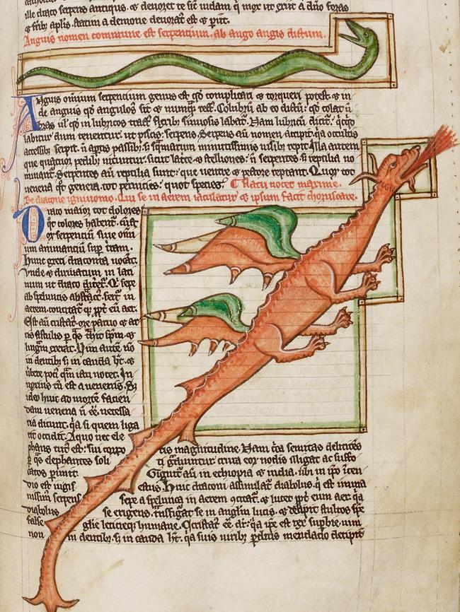 A red dragon, from the manuscript Peraldus’s theological miscellany.