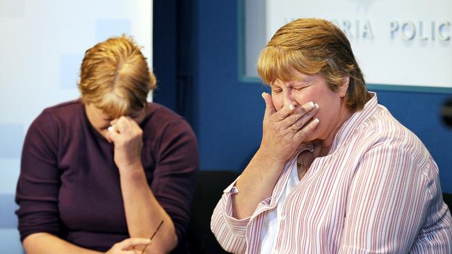 Fred’s sisters Stella and Margaret, at a press conference at Police Headquarters.