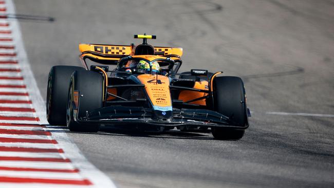 Lando Norris started on the first row of the grid - and jumped out to an early lead. Picture; AFP