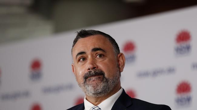 NSW Deputy Premier John Barilaro provides an update on COVID-19 at a press conference in St Leonards. Picture: NCA NewsWire / Nikki Short