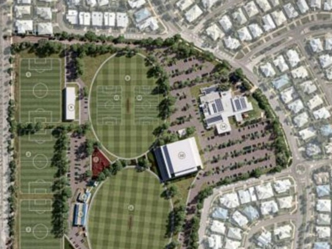 A secret report contains a proposed masterplan for the Tracy Village Social and Sports Club, which recommends three soccer pitches. Picture: DNS Specialist Services