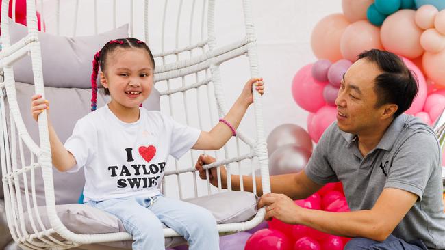 Maddy Suy with dad Alan Suy have welcomed the $20m in funding to research DIPG. Picture: Tim Pascoe