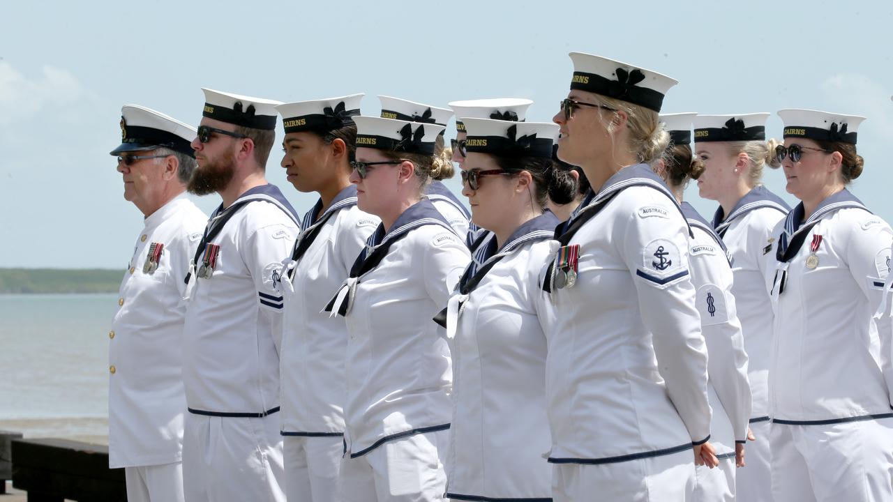 Members of the Naval Squadron from HMAS Cairns at the Remembrance Day commemorations at the Cairns Cenotaph PICTURE: ANNA ROGERS