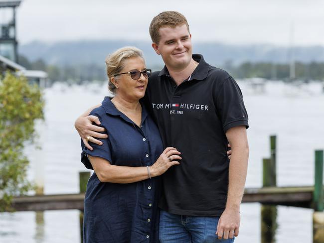 Dawn Lorraine Fraser and son Jackson give an update on Dawn Frasers condition in hospital as she recovers from a hip replacement, broken ribs and lacerations after a fall in the driveway of her family home. Picture Lachie Millard