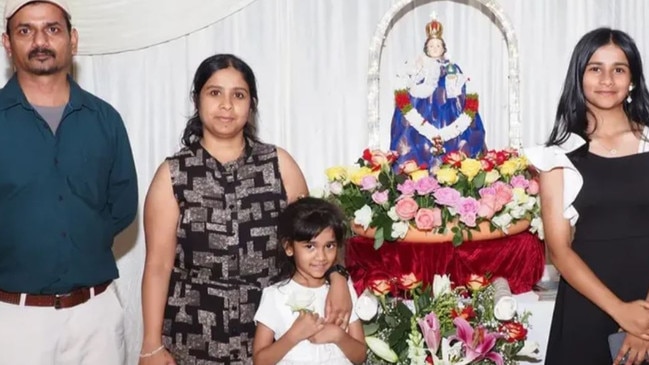 An Aussie father and daughter have died after a bus crash kills 6 in India. The wife and other daughter are in hospital and are desperate to come back to Australia for medical recovery. L-R Dass  his wife Sandra Edward, daughters Tash and Angie. Picture: GoFundMe