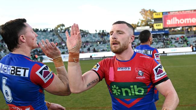 NRL 2023 RD22 CANBERRA RAIDERS V NEWCASTLE KNIGHTS - JACKSON HASTINGS TYSON GAMBLE