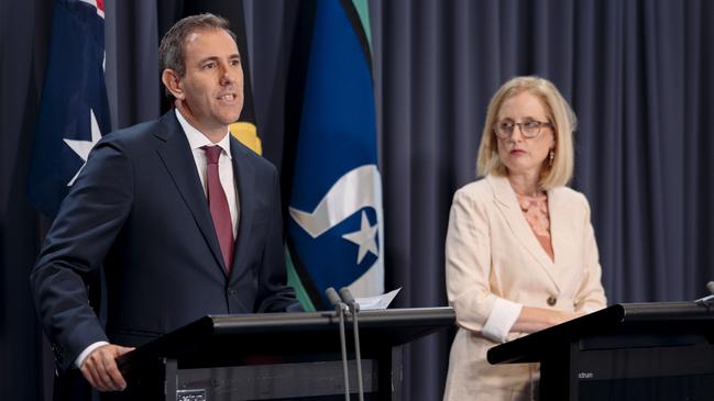 Treasurer Jim Chalmers and Finance Minister Katy Gallagher claim some of the increased budget costs are ‘unavoidable’. Picture: NCA NewsWire / David Beach