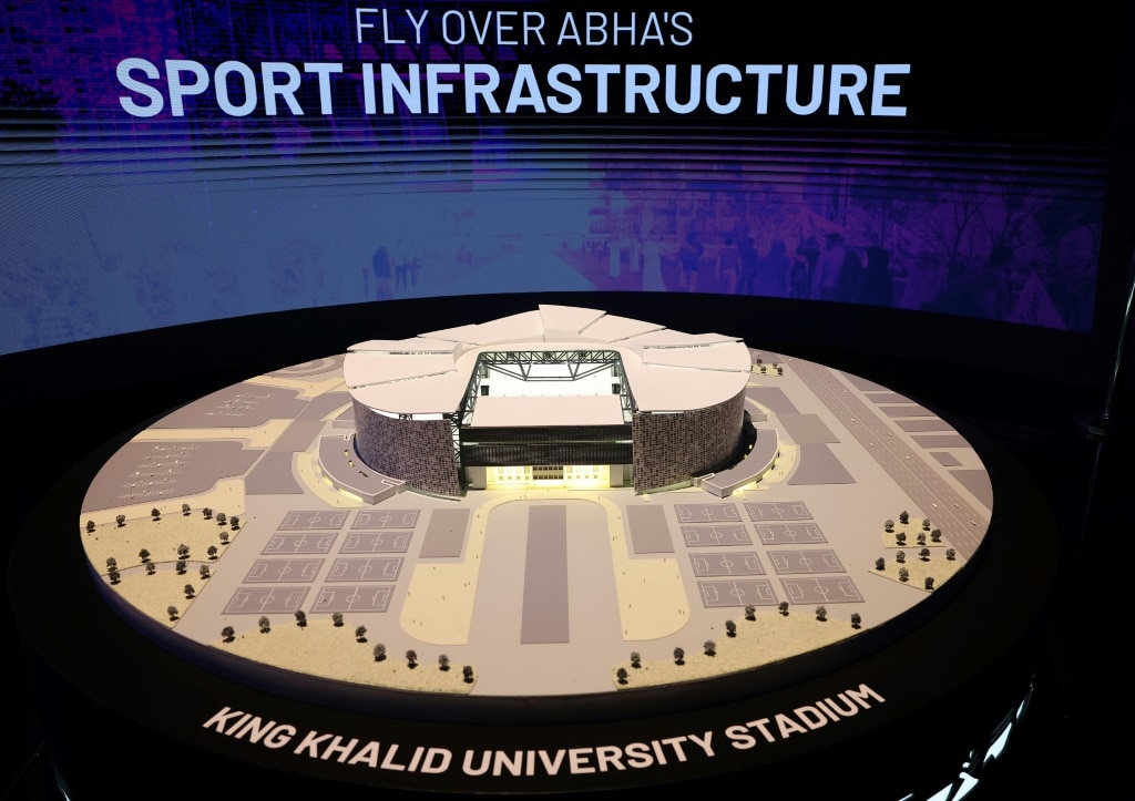 An artist's illustration of King Khalid University stadium in Abha in Saudi Arabia, one of the proposed venues for the 2034 World Cup
