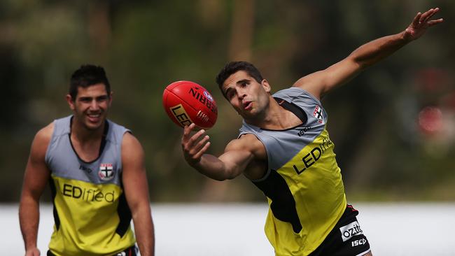 Former Adelaide Crow Jared Petrenko training with St Kilda.