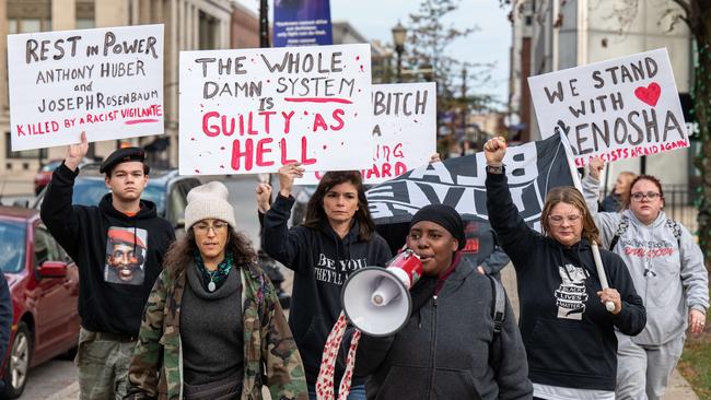 Protesters march against Rittenhouse’s acquittal.