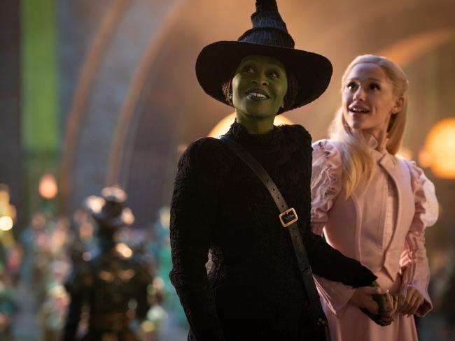 Approved film stills from the movie WICKED. L to R: Cynthia Erivo is Elphaba and Ariana Grande is Glinda in WICKED, directed by Jon M. Chu