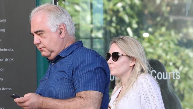 Kon Petropoulos and his wife Liudmila Petropoulos leaving the Geelong Magistrates’ Court in March, 2020.