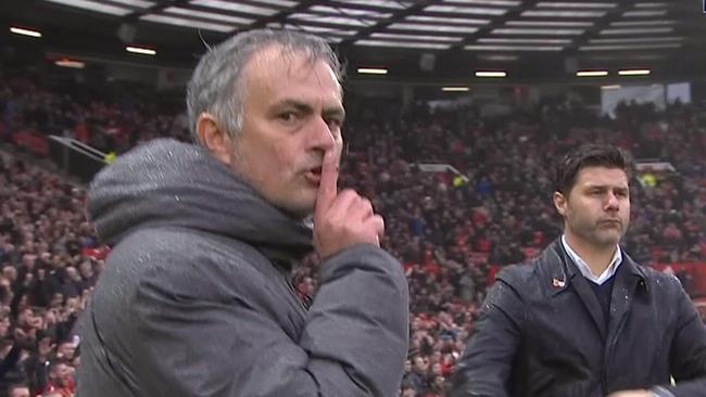 Jose Mourinho's shush gesture at full-time.