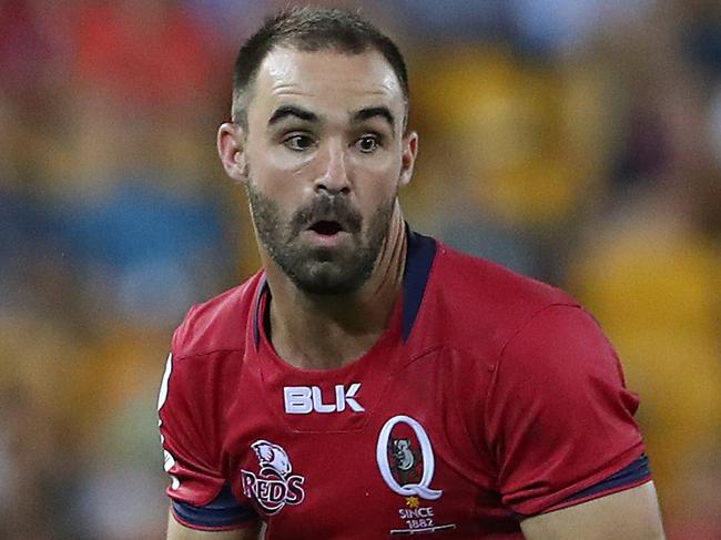 Reds Nick Frisby. The Queensland Reds vs the Sharks at Suncorp Stadium. Pic Peter Wallis