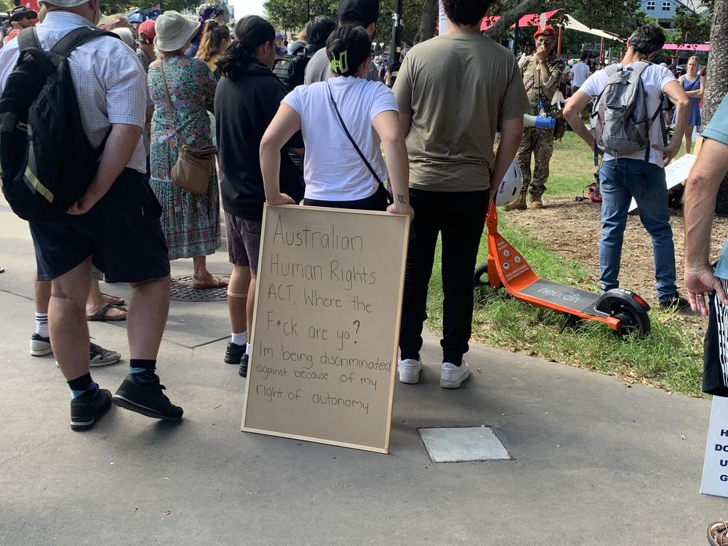 People gathering at Musgrave Park for the People's Revolution protest. Picture: Elise Williams