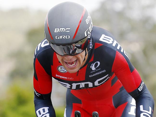 2016 Road National's Cycling Elite Men's Time trial at Buninyong, Second place getter Richie Porte powers up the hill . 7th January 2016. Picture: Colleen Petch.