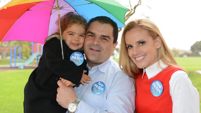 Liberal MP Tony Pasin with wife Fiona and daughter Bella.