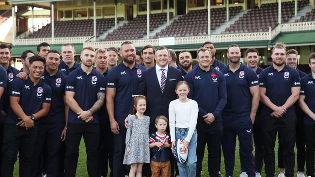 The Roosters farewell teammate Brett Morris. Picture: Matt King/Getty