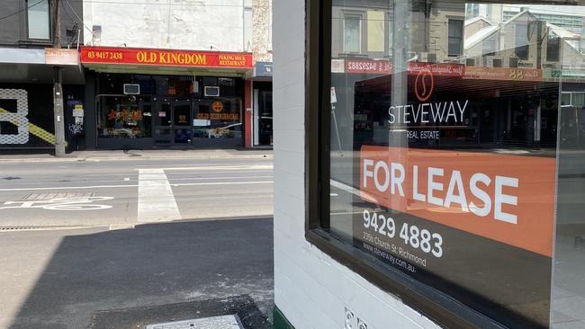 Empty shops and store fronts on Victoria St, Richmond. Picture: Alex Coppel.