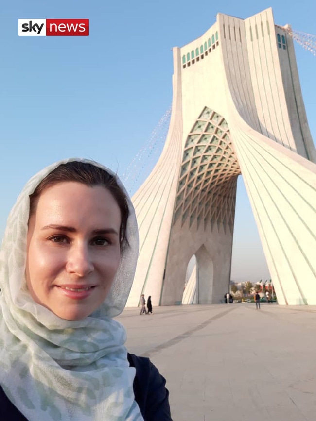 Kylie Moore-Gilbert before her arrest, at a shrine in Iran.