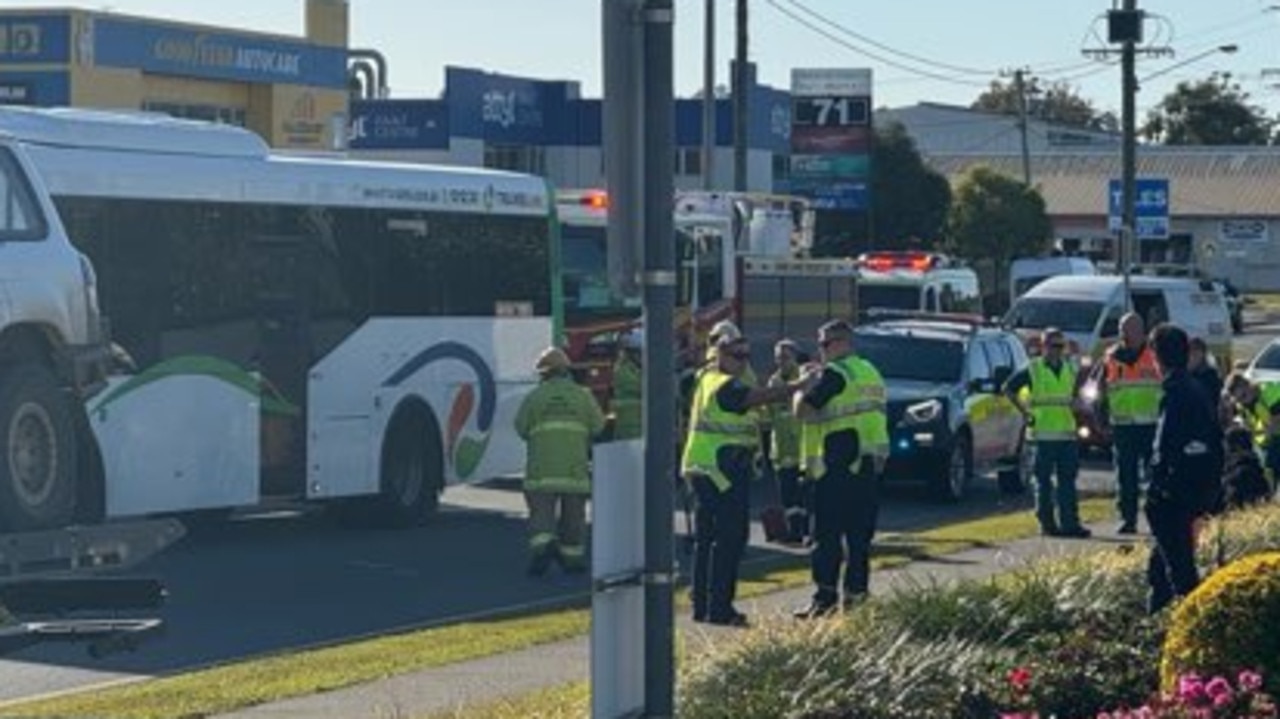 Two hospitalised after bus, car collide