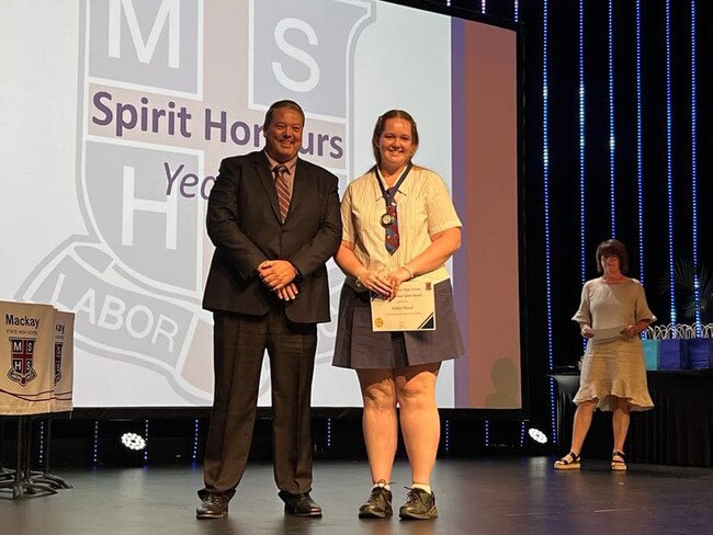 Libby Hood from Mackay State High School with Dawson MP Andrew Willcox.