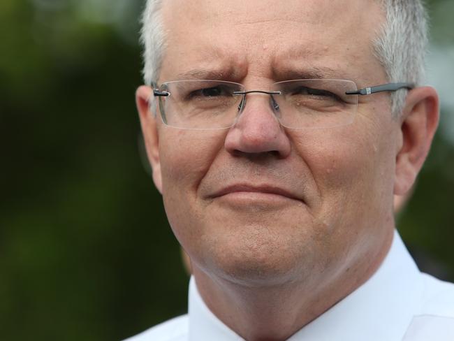 PM Scott Morrison visiting the Mulloon Institute with Deputy Prime Minister Michael McCormack and Minister for Agriculture and Water Resources David Littleproud at Mulloon Creek Natural Farms in Mulloon NSW. Picture Kym