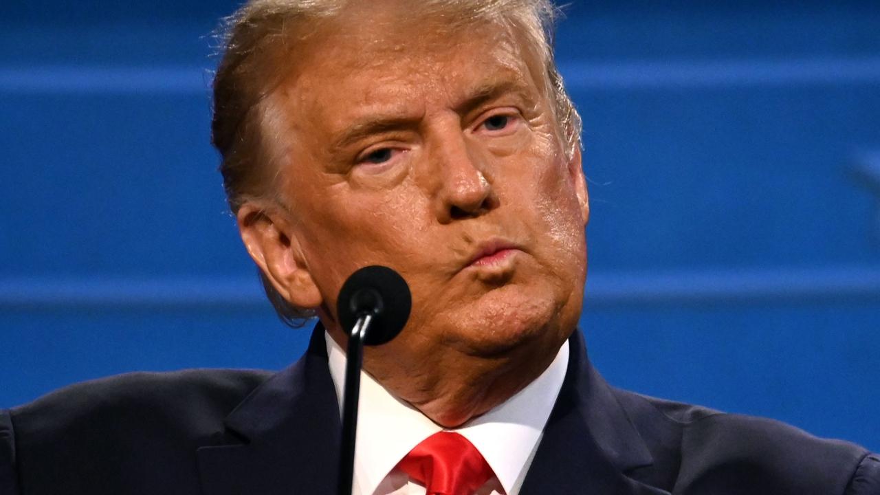 Mr Trump during last night’s debate. Picture: Jim Watson/AFP