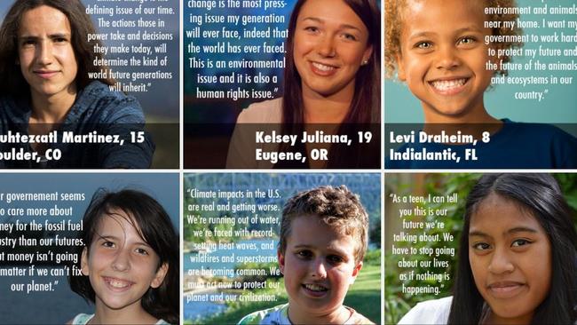 Young people who are suing the US government over climate change. From Our Children's Trust website.