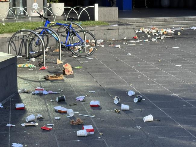 Southbank Promenade, visited daily by thousands, is often dirty and full of rubbish. Picture: Craig McIntosh