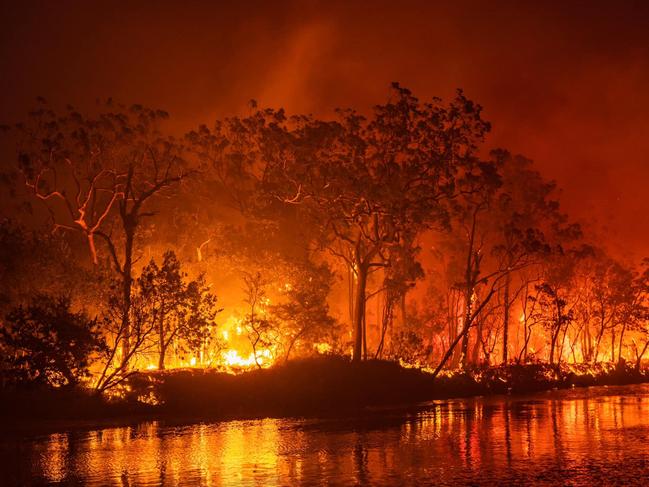 The bushfire which tore through Charmhaven on New Year's Eve. Picture: Charmhaven RFS Brigade