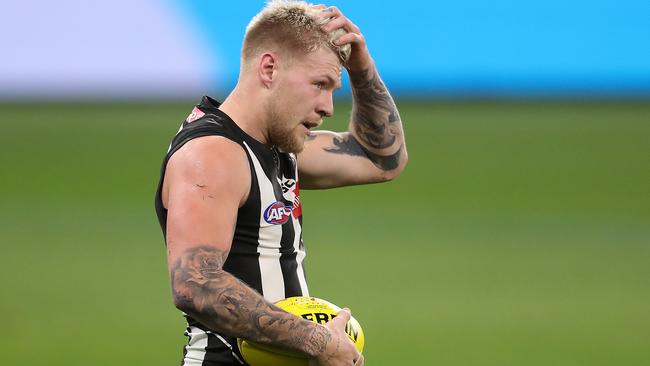 Jordan De Goey made his return for Collingwood on Monday night despite being on police charges for alleged indecent assault. Picture: Getty Images