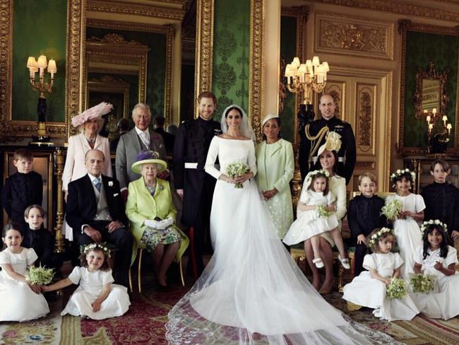 The Duke and Duchess of Sussex in an official photograph with the Royal Family. Picture: Kesington Palace/MEGA