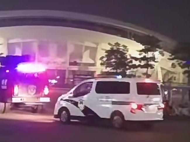 This image grab from a UGC video posted on November 11, 2024 shows emergency vehicles arriving after a driver ploughed through a crowd of people exercising at a sports center in Zhuhai, in south China's Guangdong province. A driver has killed 35 people and wounded 43 others in southern China, police said on November 12, a day after a car ploughed down people exercising in the sports centre in the city of Zhuhai. (Photo by UGC / AFP) / - China OUT / RESTRICTED TO EDITORIAL USE â MANDATORY CREDIT Â«  AFP PHOTO  Â» - NO MARKETING NO ADVERTISING CAMPAIGNS â DISTRIBUTED AS A SERVICE TO CLIENTS [- NO ARCHIVE ]