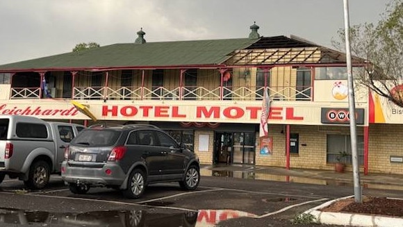 Damage to the roof of the Leichhardt Hotel Motel in Cloncurry. Picture: Higgins Storm Chasing