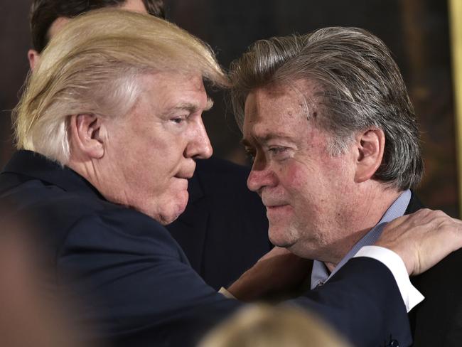 US President Donald Trump (L) and his former Senior Counselor to the President Steve Bannon in happier times. Picture: AFP